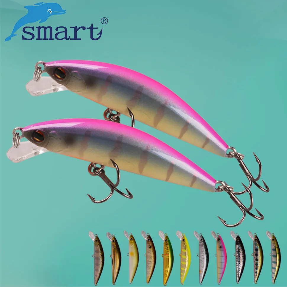 Esca Da Pesca Smart Minnow 55Mm/4.6G Affondamento Esche Rigide Vmc Hook Isca Artificiale Para Pesca Leurre Souple Peche Wobblers