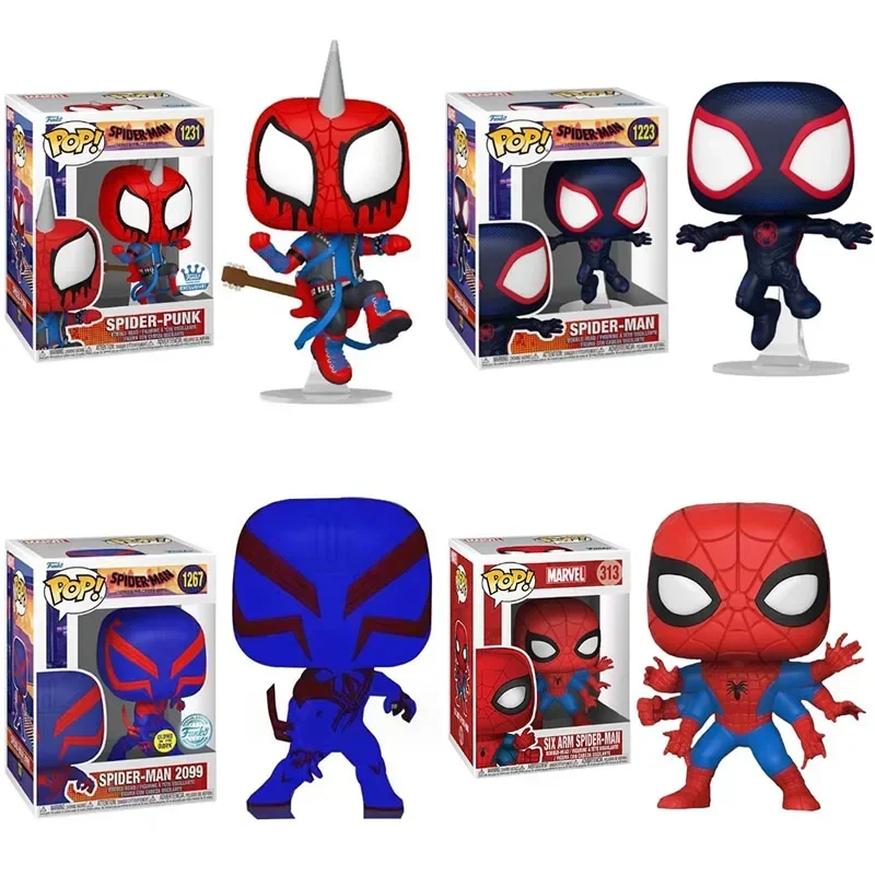 Funko Pop Marvels Spider-Punk 1231 #1223 # Spider-Man 2009 1267 # Six Arm Spider-Man 313 # Pvc Figure Model Toys For Birthday Gift