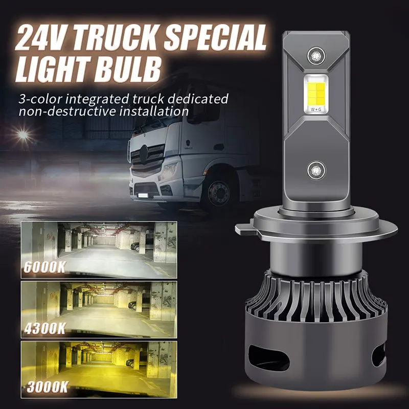 H7 Led 24V Truck H7 Led Headlight H1 Led H3 Led 24V Led Truck H8 Led Headlight H11 Led H4 Car Moto Light Hb3 Led Hb4 4300K 6000K
