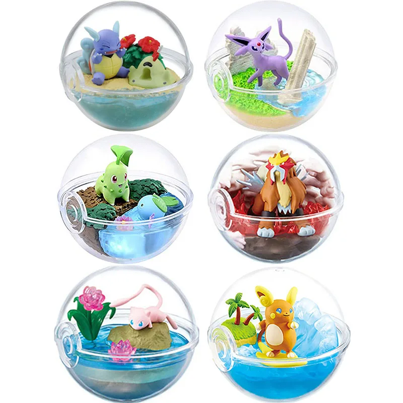 Cartone Animato Originale Pokemon Trasparente Pokeball Raichu Mew Raikou Chikorita Squirtle Action Figure Giocattoli Pokemon Anime Figure Giocattoli