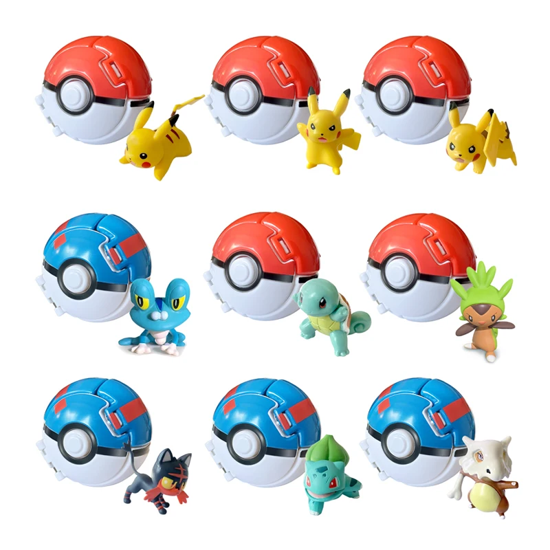 New Pokemon Pokeball Deformation Toys Pikachu Charmander Blastoise Action Figure Modello Anime Giocattoli Per Bambini Regali