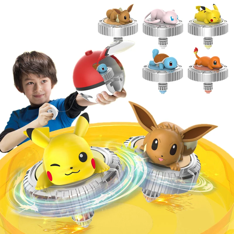 Pokemon Rotary Gyro Launcher Beyblade Arena Pikachu Mew Eevee Pokeball Giroscopio Giocattoli Regalo Di Natale Per Bambini