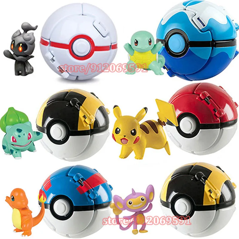 Anime Pikachu Squirtle Litten Bulbasaur Charmander Pokemon Pokeball Action Figures Bambole Giocattoli Pokemon Figure Anime Regali Per Bambini
