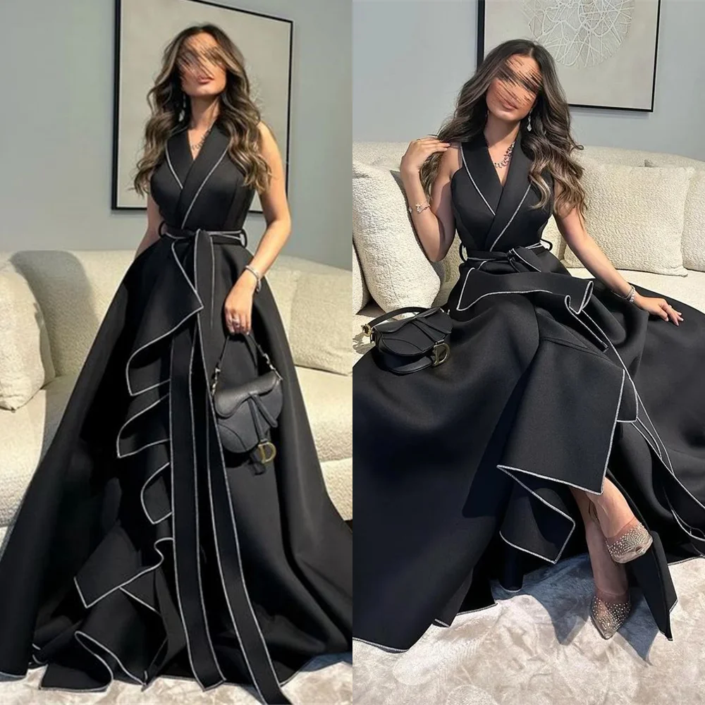 Abiti Da Ballo Di Alta Qualità Squisito Scollo A V Cintura A Trapezio Abito Da Cerimonia In Raso Vestiti Donna Eleganti Per Cerimonie Elbise