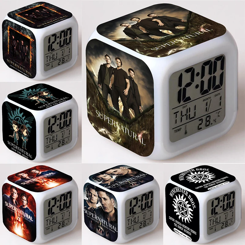 Supernatural Led Sveglia Dean Winchester Orologi Reloj Despertador Orologio Digitale 7 Colori Flash Reveil Toys
