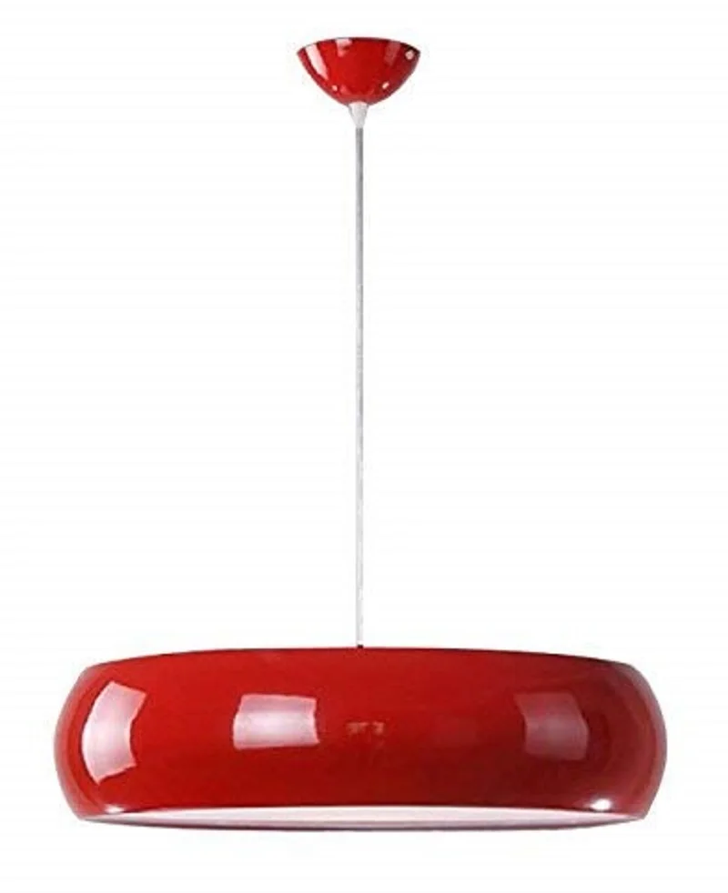 Lámpara Iluminación Colgante Moderna Nordica Rosca E27 De 45 Centimetri Diámetro Colore Rojo