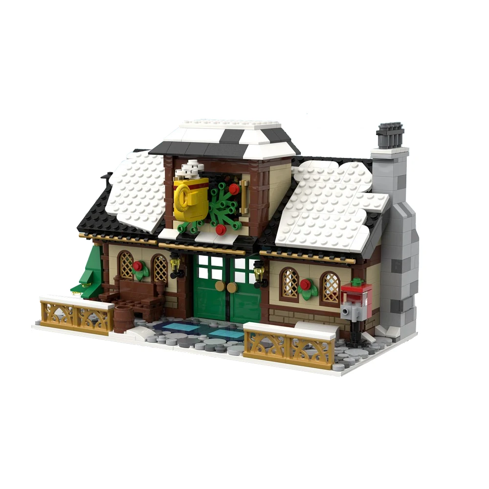 Winter Village Cafe Shop Building Block Model Toys Set Christmas Architecture House Brick Block Kit Bambini Compleanni Regalo