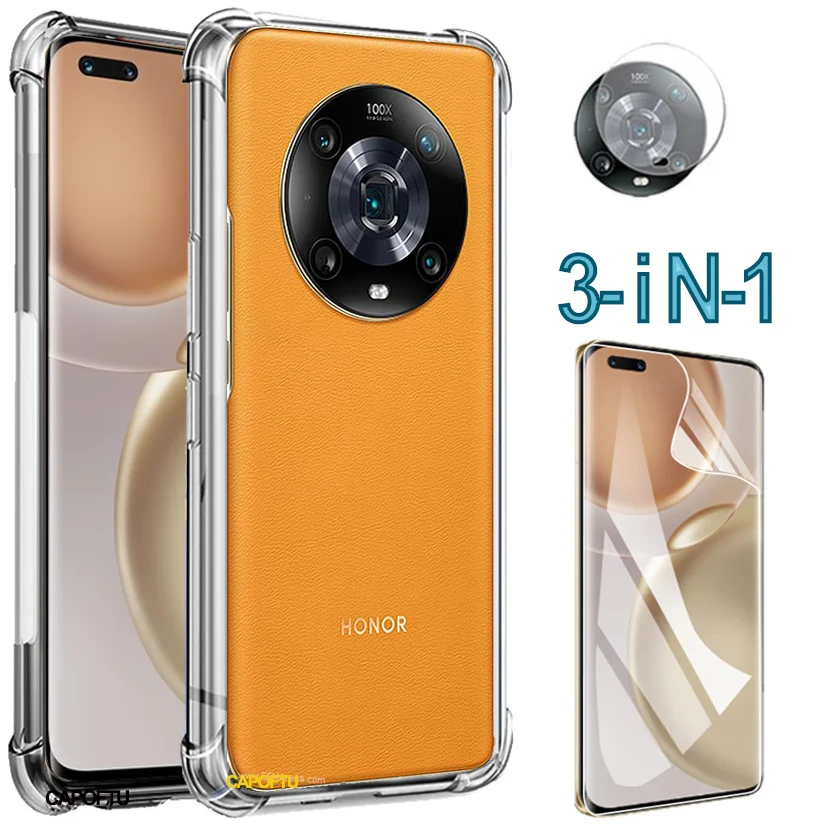 Soft Cover Honor Magic4 Pro 5G Custodia In Silicone + Trasparente Idrogel Film, Per Huawei Honor Magic4 Pro Phone Case Xonor Magic4 Lite 5G Magic4 Ult