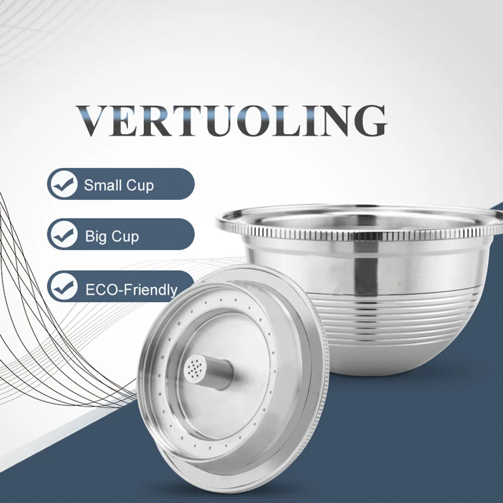 Icafilas Big Small Cup Nespresso Vertuoline & Vertuo Espresso Capsulas Cialde Filtranti Riutilizzabili Per Caffè Riutilizzabili In Acciaio Inossidabil