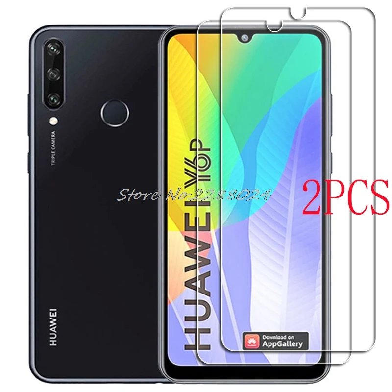 2Pcs Huawei Y6P Tempered Glass Protective For Huawei Y6P Med-Lx9, Med-Lx9N Screen Protector Glass Film Phone Cover
