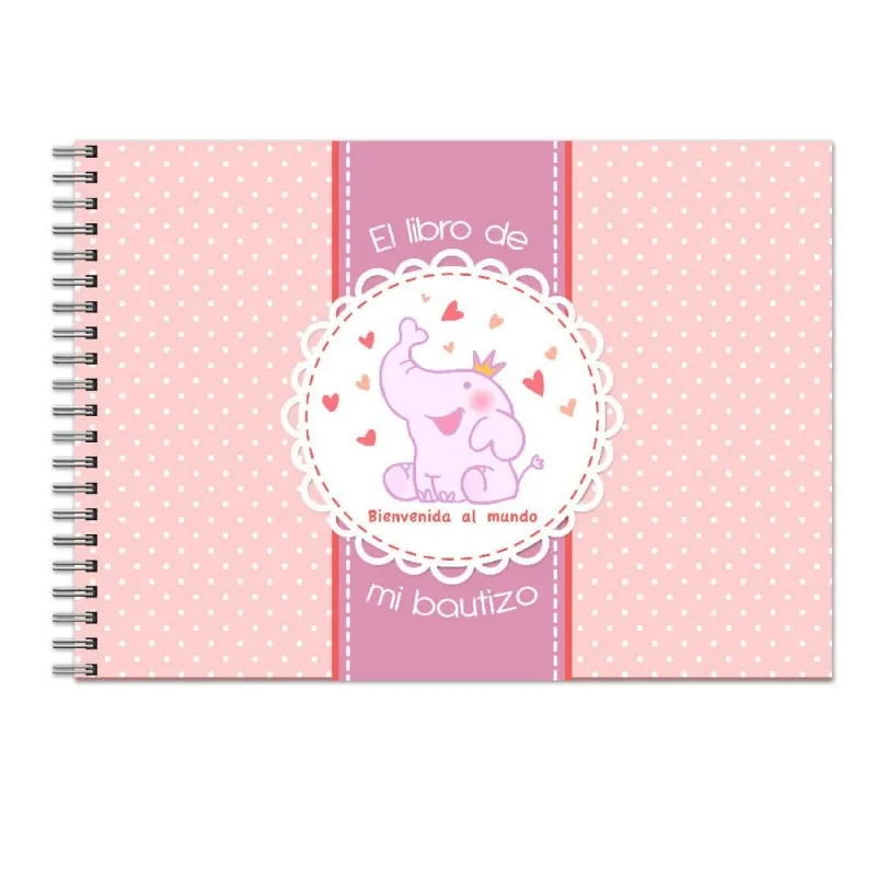 Battesimo Album Nascita Elefante Rosa Foto Baby Shower