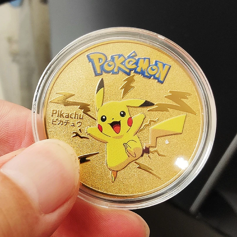 Monete Pokemon Dorate Monete Pikachu In Metallo Charizard Mewtwo Pikachu Metal Pokemon Card Round Game Collection Card Giocattoli Anime
