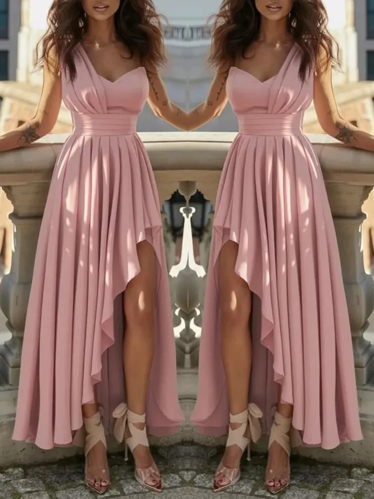Sexy Women Elegant Pink Cocktail Party Evening Chic Gala Graduation Dresses Luxury Formal Occasion Abito Da Damigella D'Onore Vestiti
