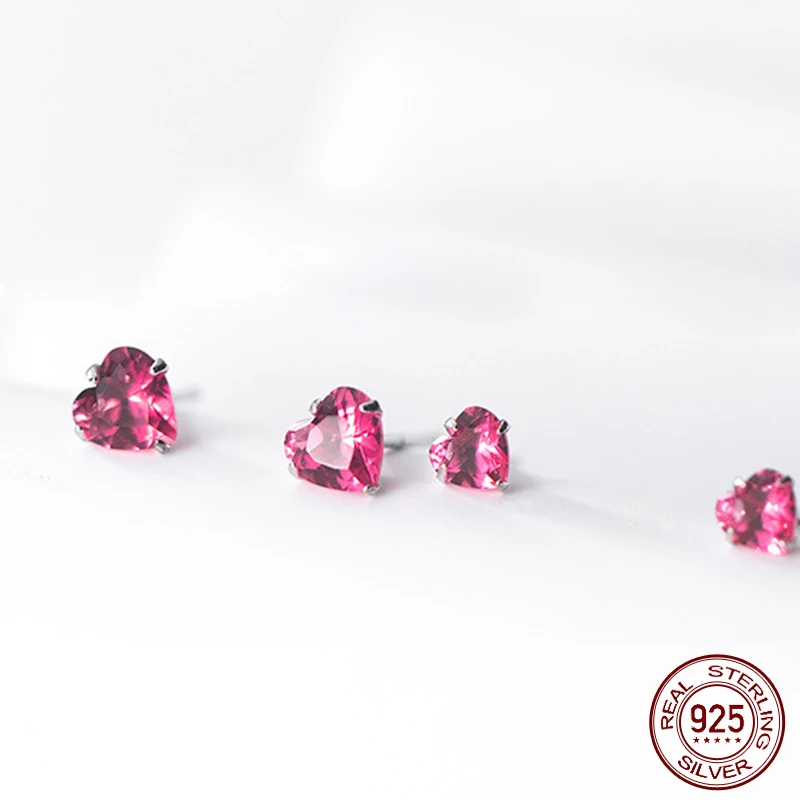 La Monada Orecchini Da Donna Argento 925 Piccoli Orecchini In Argento 925 Per Donna Orecchini A Bottone In Argento Cuore Rosa Zircone Ragazze Signore