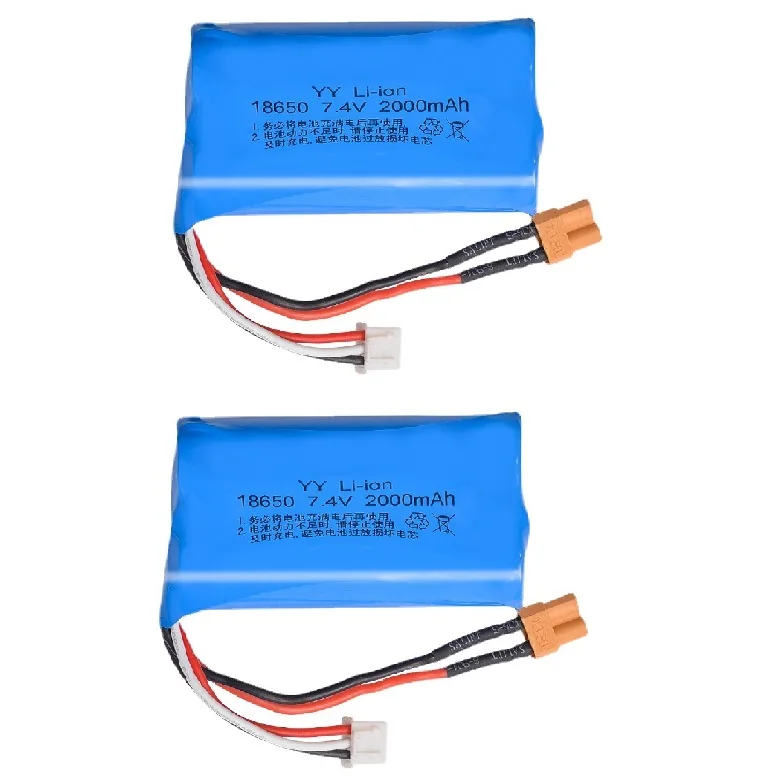 Batterie 7.4V, 2000Mah, 18650,Xt30 ,Pour Voiture Rc Huina 7.4, 580, 550, 583, 582, 1580, 1583