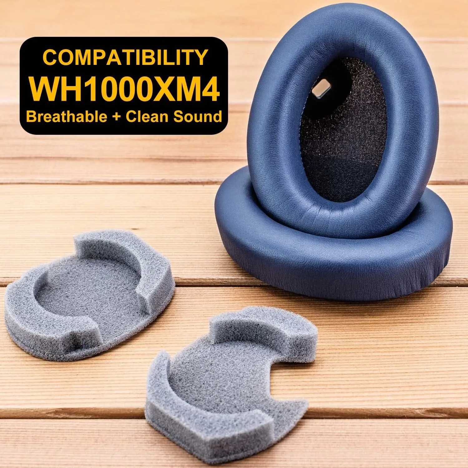 Wh-1000Xm4 Auricolari-Compatibili Con Wh-1000Xm4 Wh1000Xm4, Cuscino Per L'Orecchio Con Morbida Memory Foam (Wh1000Xm4 Blue Protein Leather)
