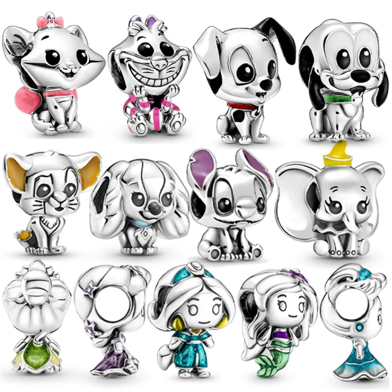 100% 925 Sterling Silver Disney Oswald D Ciondolo Perline Di Fascino Per Pulsera Pandora Bracciale Collana Gioielli Regali