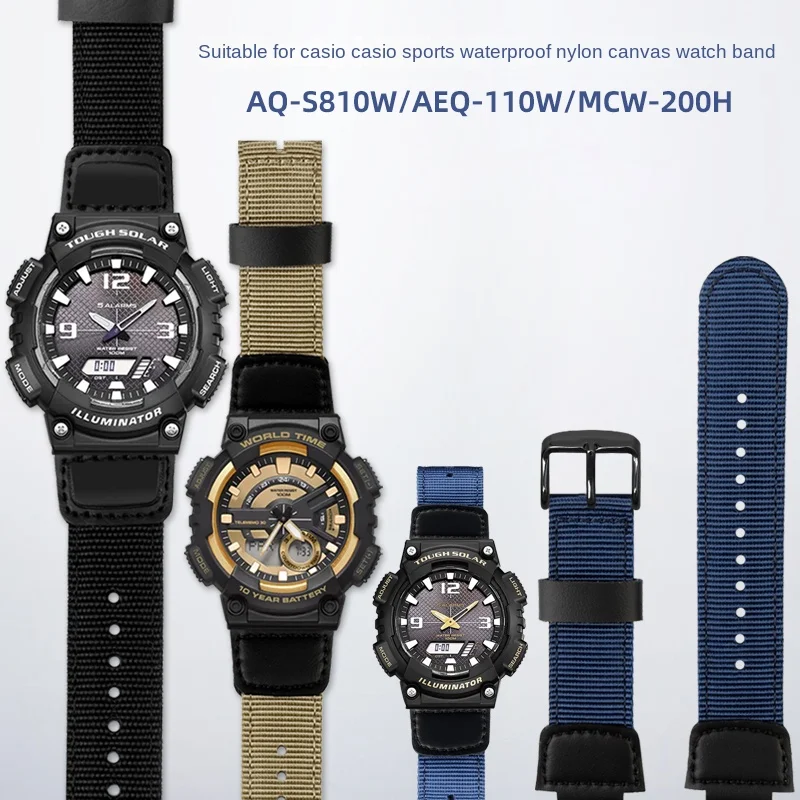 Adatto Per Orologio Casio Aq-S810W Aeq-110W Mcw-200 Ae1200/1300/1000 Aq-230 W-218 F-91 A158/A159 Cinturino Sportivo In Tela Di Nylon