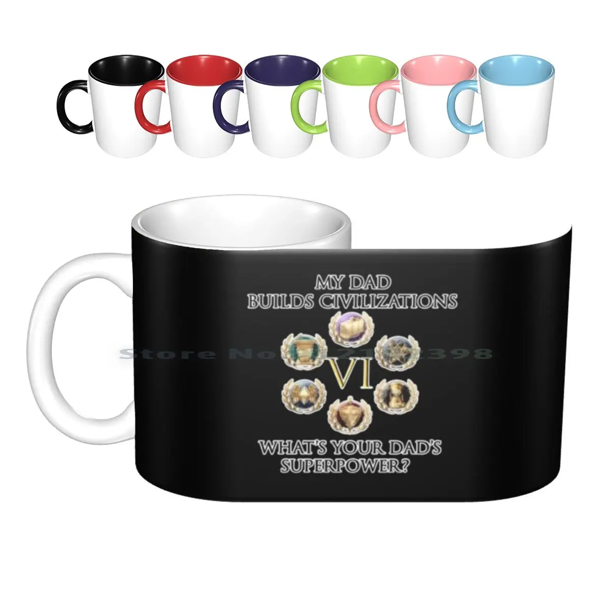 Civ Vi Superpower (Nero) Tazze In Ceramica Tazze Da Caffè Tazza Da Tè Al Latte Solo Un Altro Giro Civ 6 Civ Vi Civilization 6