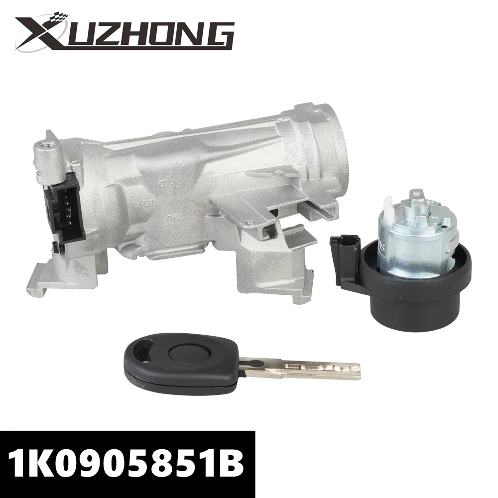 Muslimage Igntion Starter Switch Sterzo Lock Barrel & Key Per Vw Golf 2004-2013 Mk5 Mk6 Audi A3 8P Touran Tiguan Caddy 2K