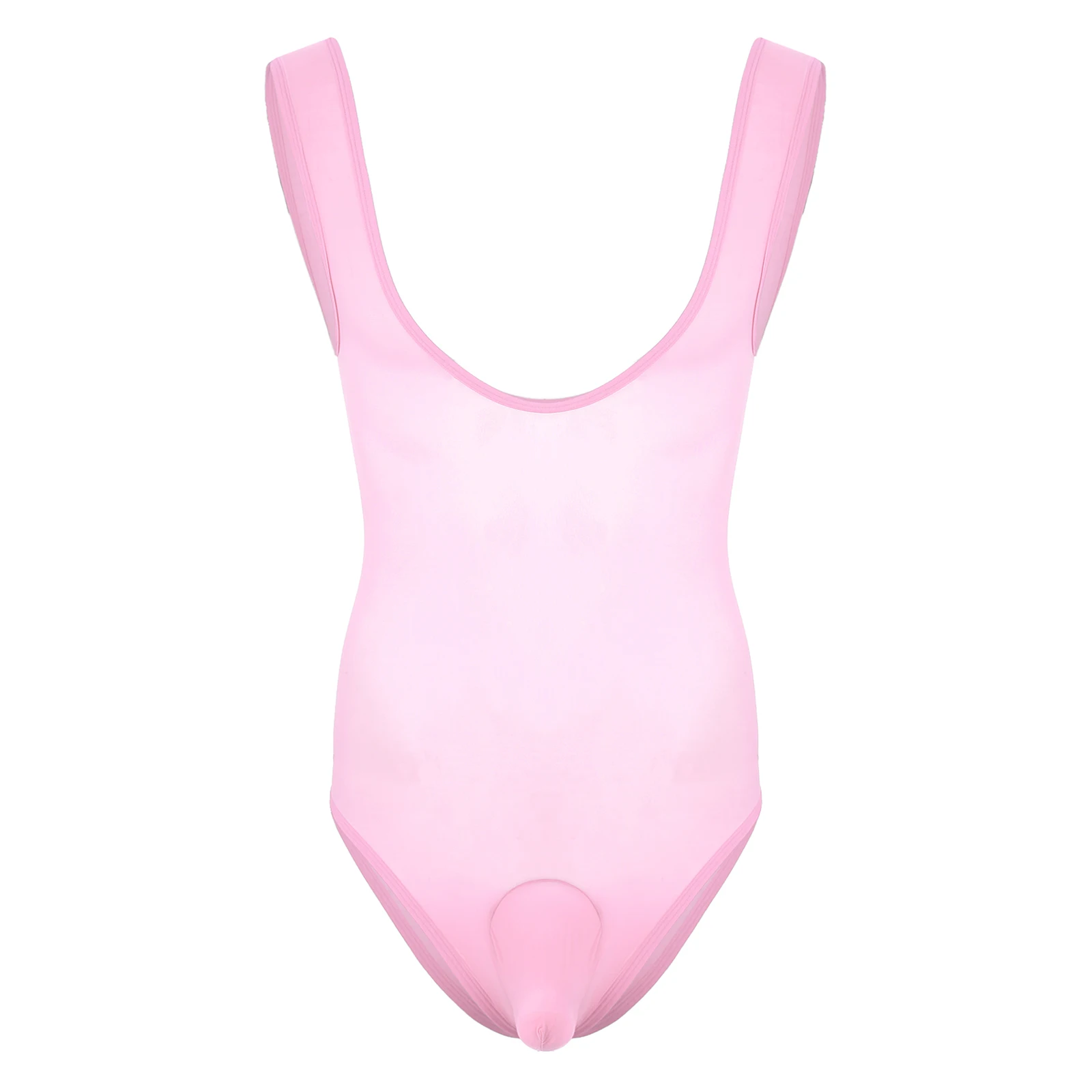 Mens Tinta Unita Mankini Body Swimwear Tank Vest Top Senza Maniche High Cut Bulge Pouch Thongs Sheer Collant Body Tute