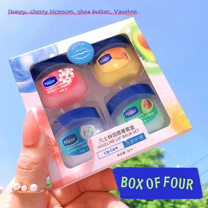 4 Pz/Set Vaselina Balsamo Per Le Labbra Set Vaselina Naturale Idratante Anti-Cracking Petroleum Jelly Lipbalm Base Rossetto Cosmetico Coreano