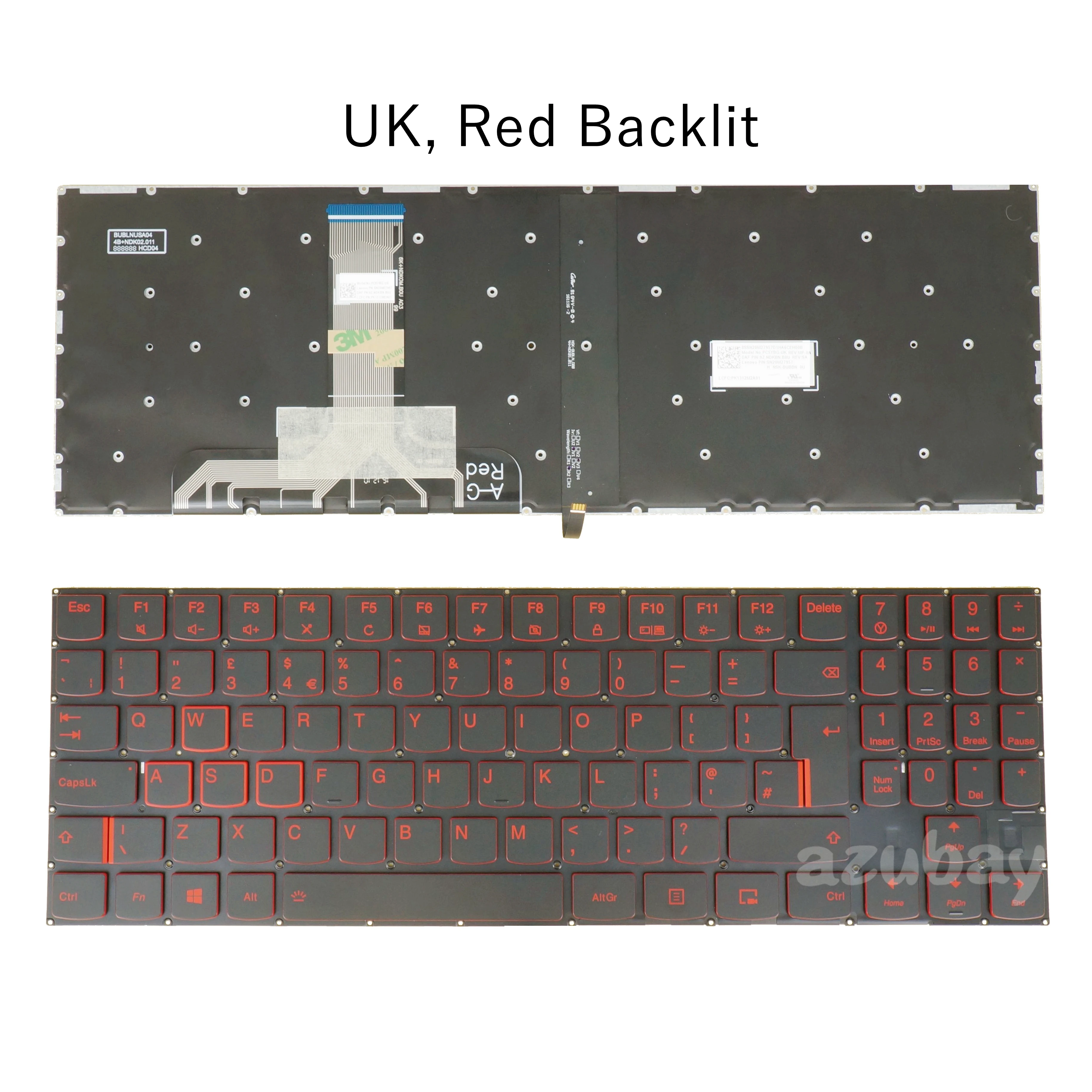 Tastiera Uk Per Lenovo Sn20M27957 Pc5Ybg-Uk Muslimate Nsk-Bubbn Retroilluminato Rosso