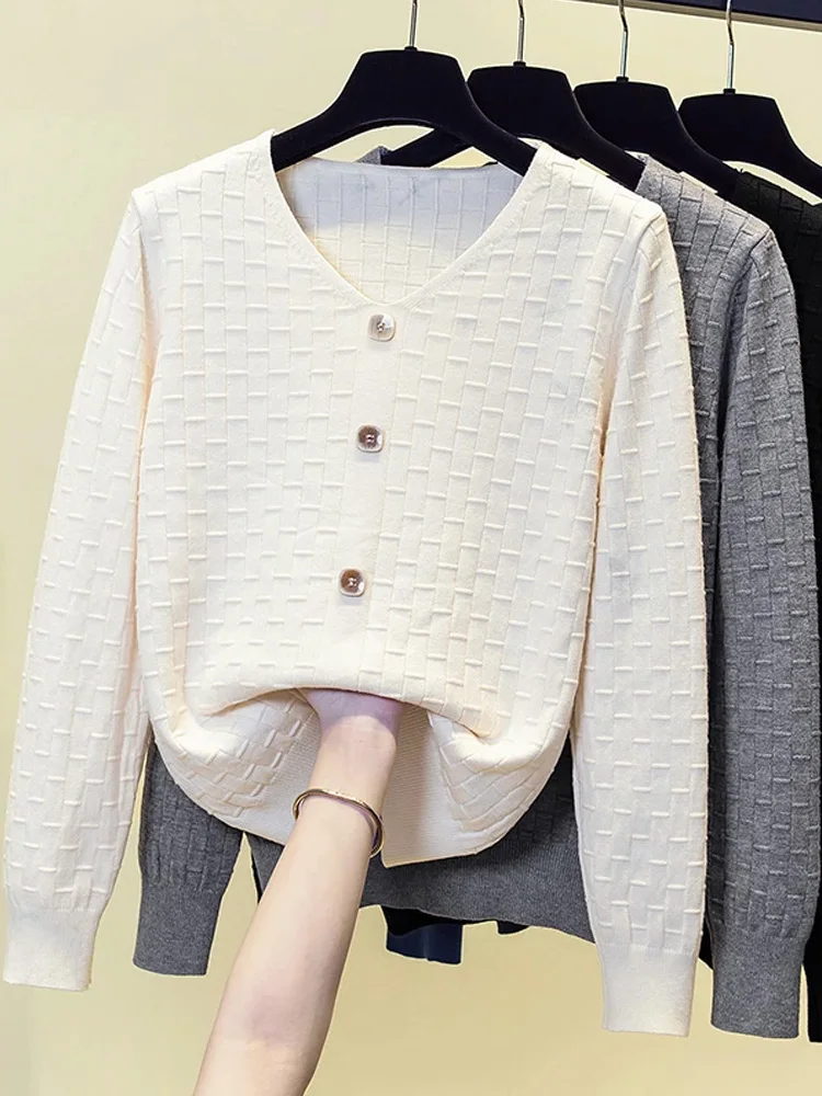 Coreano Moda Donna Abbigliamento Scollo A V Manica Lunga Maglione Lavorato A Maglia Maglioni Nero Blu Casual Pull Maglioni Pigro Sorriso Carino Top