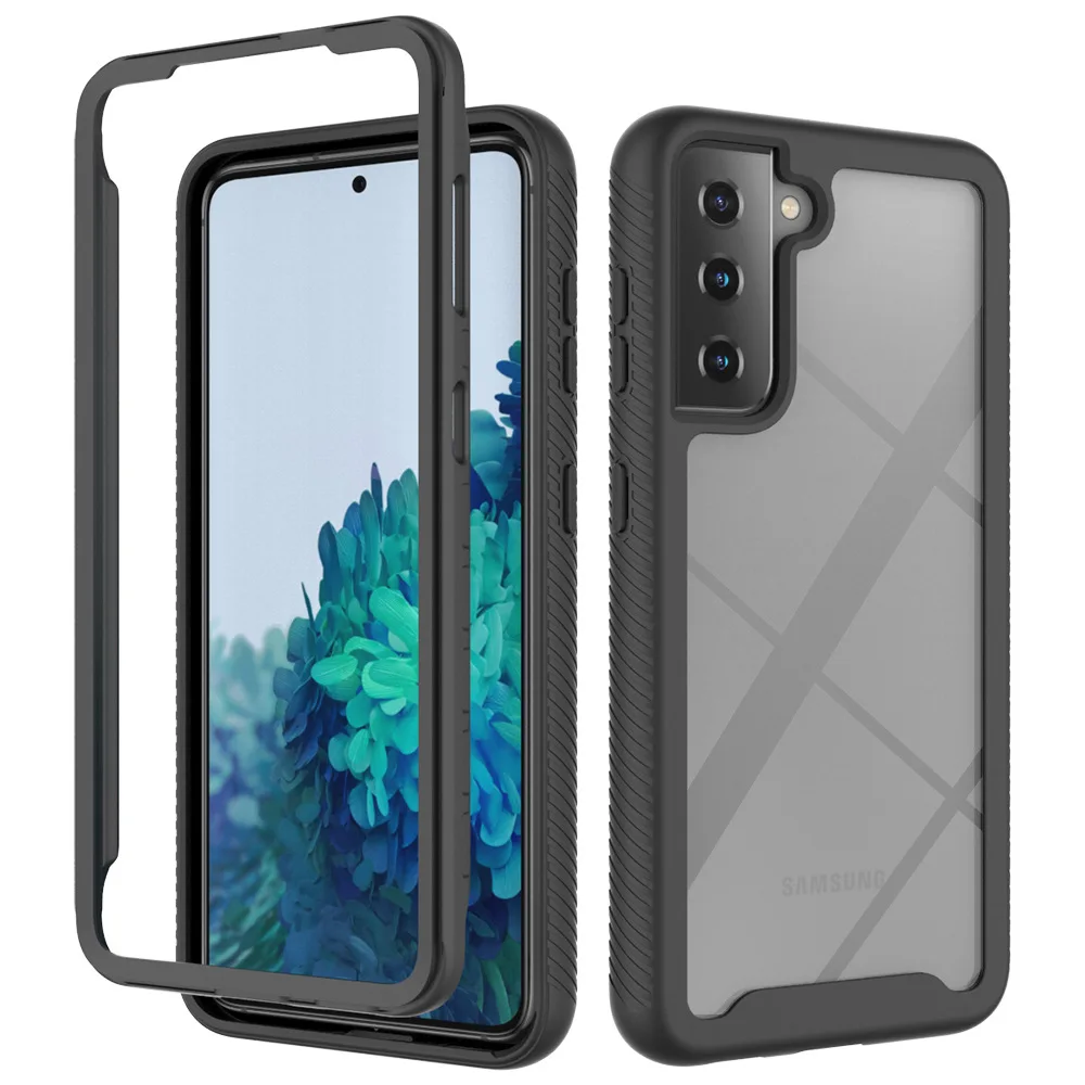 Custodia Sky Tpu/Pc Per Samsung Galaxy S21 S21Fe S21Plus S21Ultra Funda Capa Cover Posteriore Ibrida Antiurto Con Struttura A Due Strati