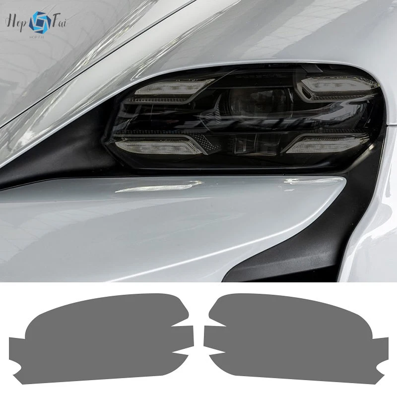 Car Headlight Protective Film Front Light Transparent Smoked Black Tpu Sticker For Porsche Taycan 2020 2022 Cross Turismo Sport