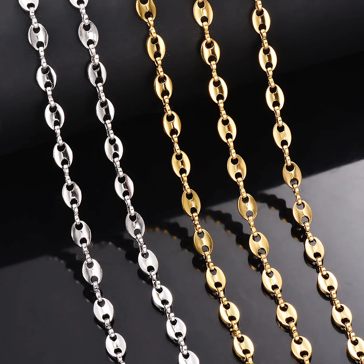1 Pezzo In Acciaio Inossidabile Hip Hop Chicco Di Caffè Catene Collane Maiale Naso Catene Bracciali Collana Punk