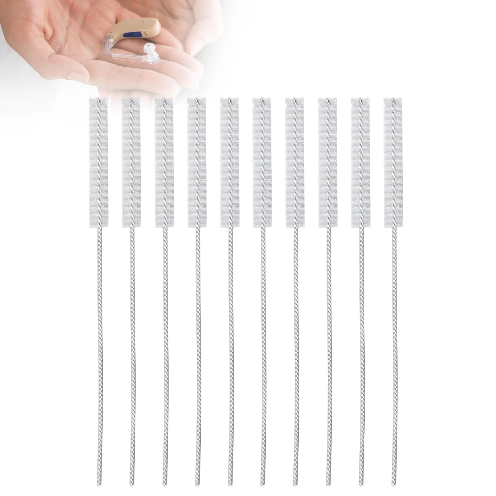 10 Pz 2.5Mm 3.5Mm Portatile Apparecchio Acustico Vent Spazzola Per La Pulizia Dei Capelli In Nylon Spazzola Morbida Apparecchio Acustico Tubo Fori Del