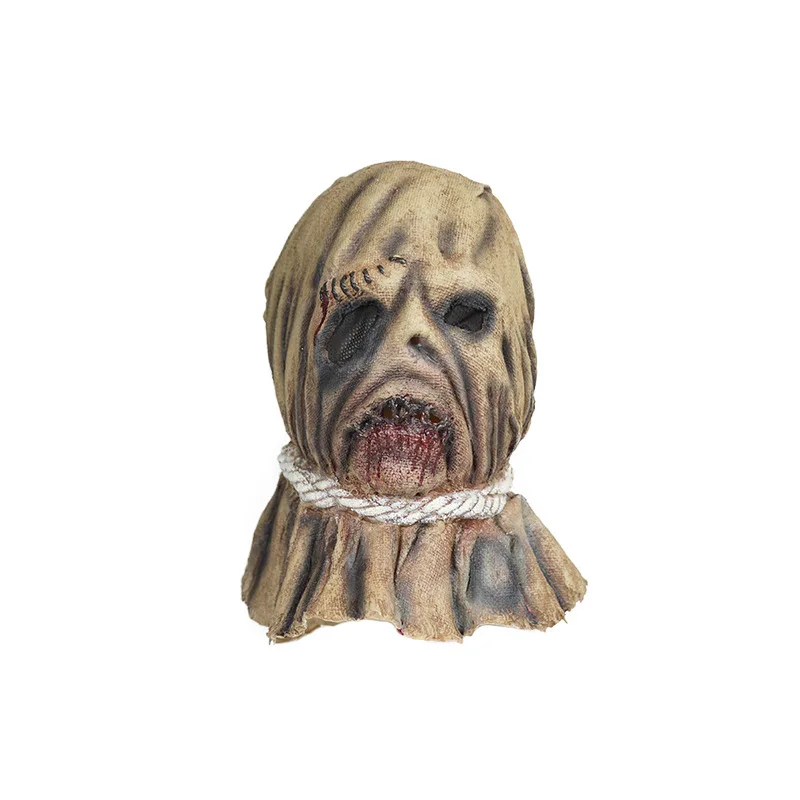Adult Horror Scarecrow Mask Blood Gunny Bag Head Latex Masks Halloween Scary Costume Props Carnival Easter Purim Fancy Dress