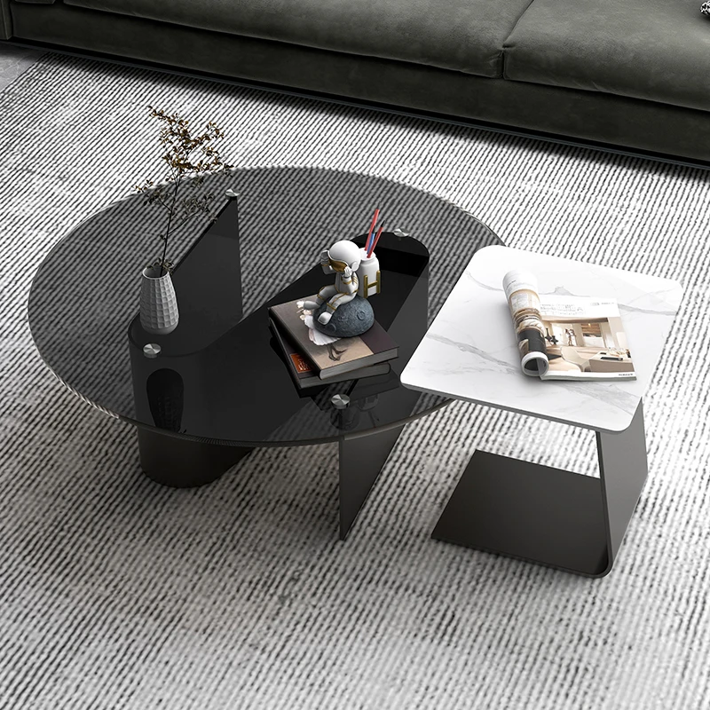 Moderni Tavolini Rotondi Cornici Design Pavimento Tavolini Trasparenti Minimalista Metallo Mesas De Centro Para Sala Room Decor