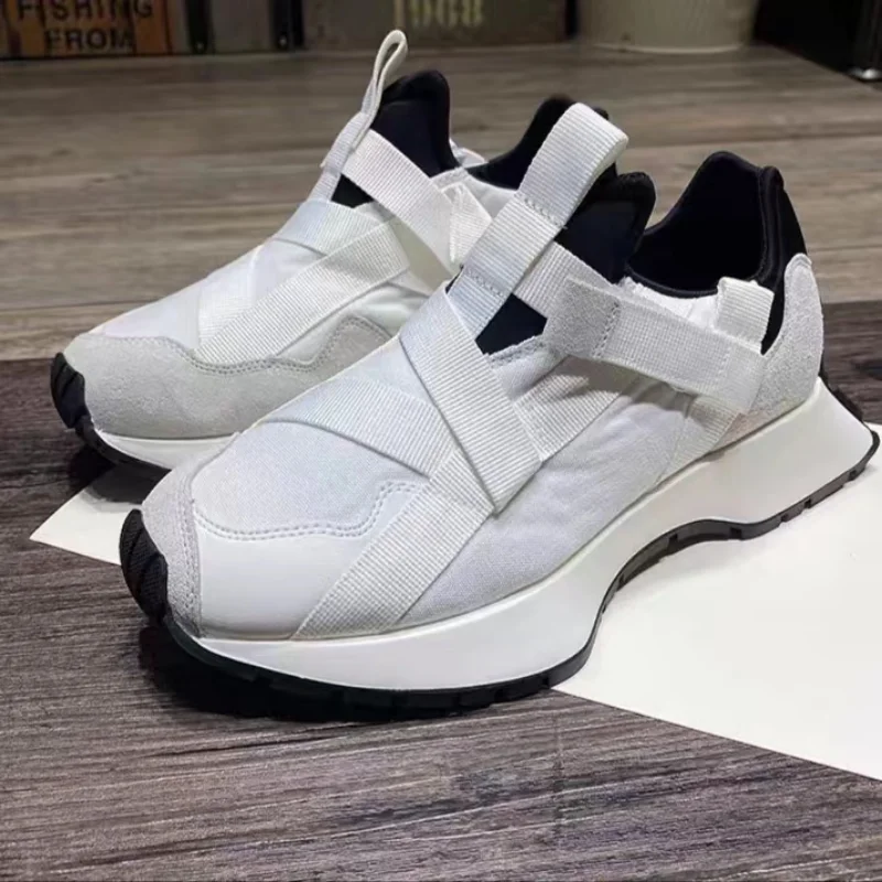 Sneakers Con Plateau Off Black White Buckle Air Mesh Designer Trainers Fondo Spesso Chunky Sneakers Da Donna Scarpe Casual Vulcanizzate