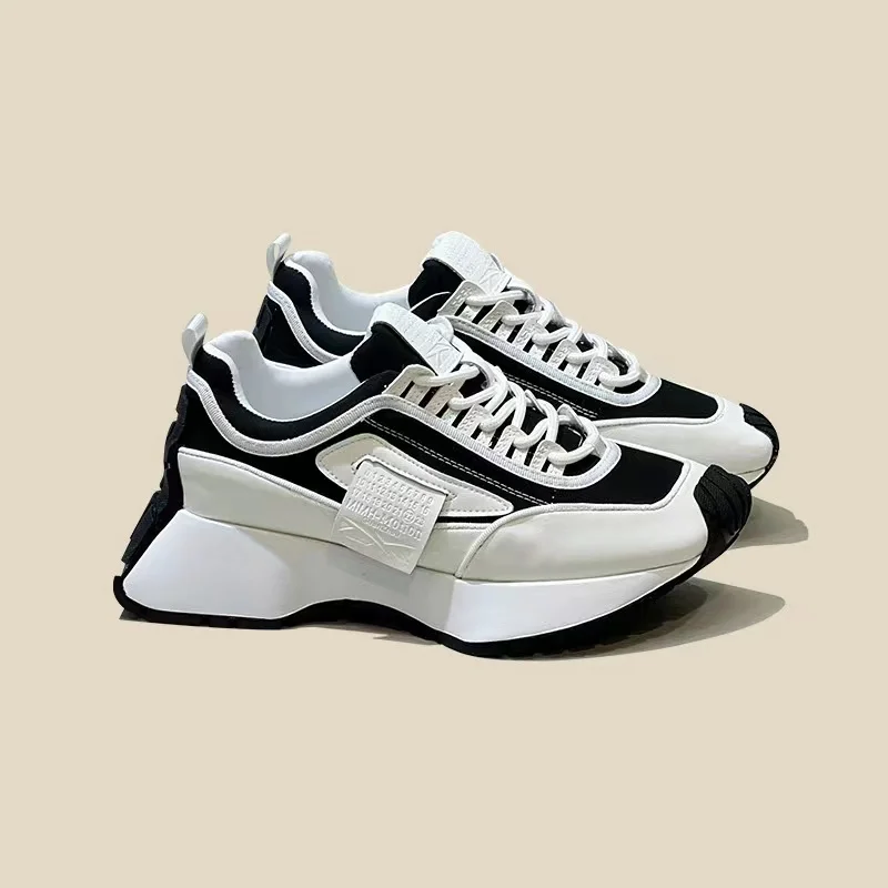 Sneakers Con Plateau Off Black White Buckle Air Mesh Designer Trainers Fondo Spesso Chunky Sneakers Da Donna Scarpe Casual Vulcanizzate