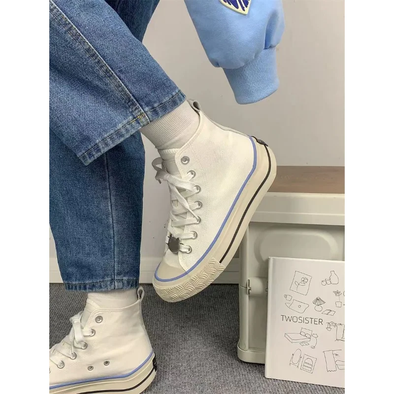Nuove Scarpe Di Tela Da Donna High-Top Primavera Estate Stringate Sneakers Casual Scarpe Vulcanizzate Bianche Bianche Da Donna Q270
