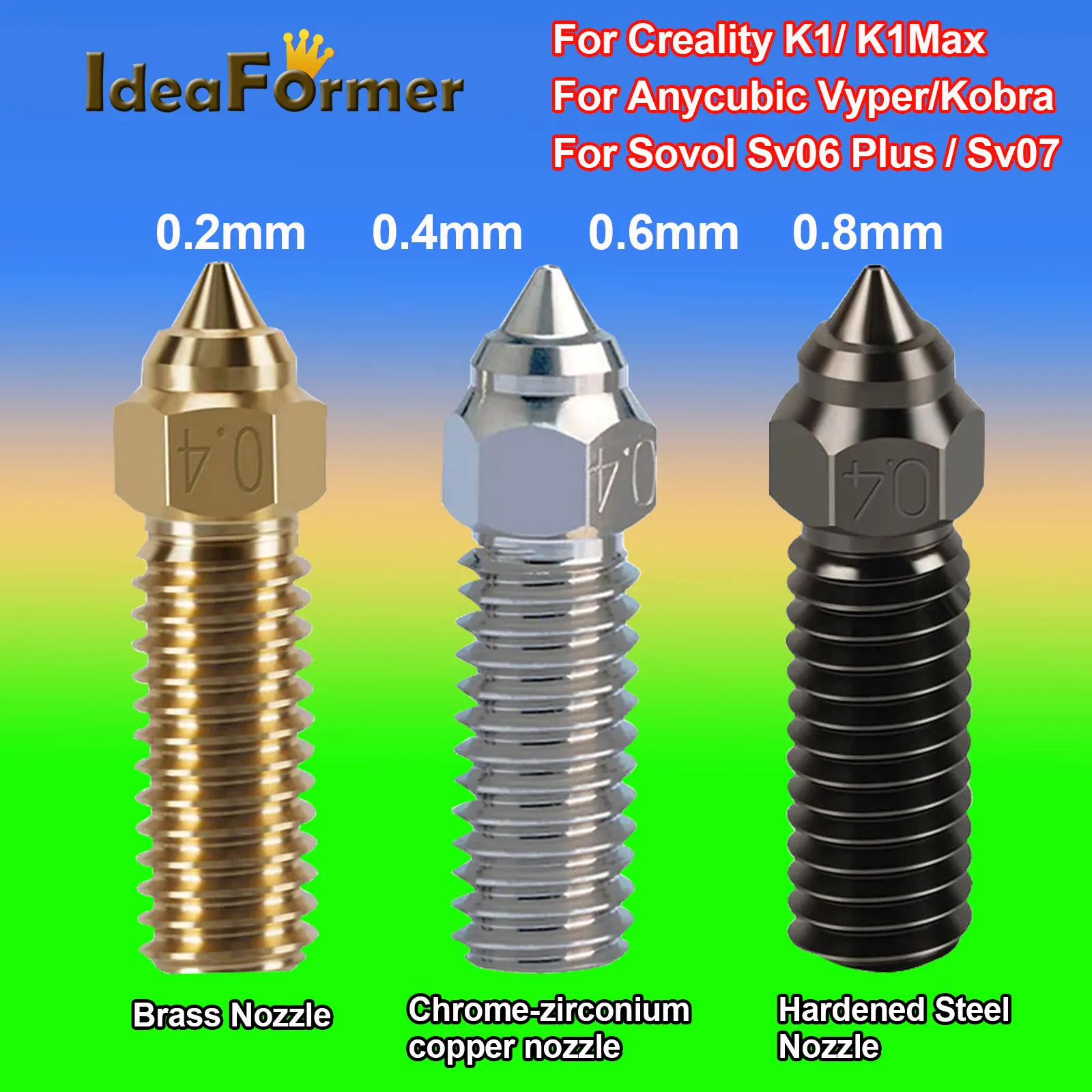 1/2 Pz Ugello Vulcano Per Creality K1Ugello Creality K1 Max Anycubic Vyper Creality K1 Parti Ugello Per Stampante 3D Vulcano Hotend