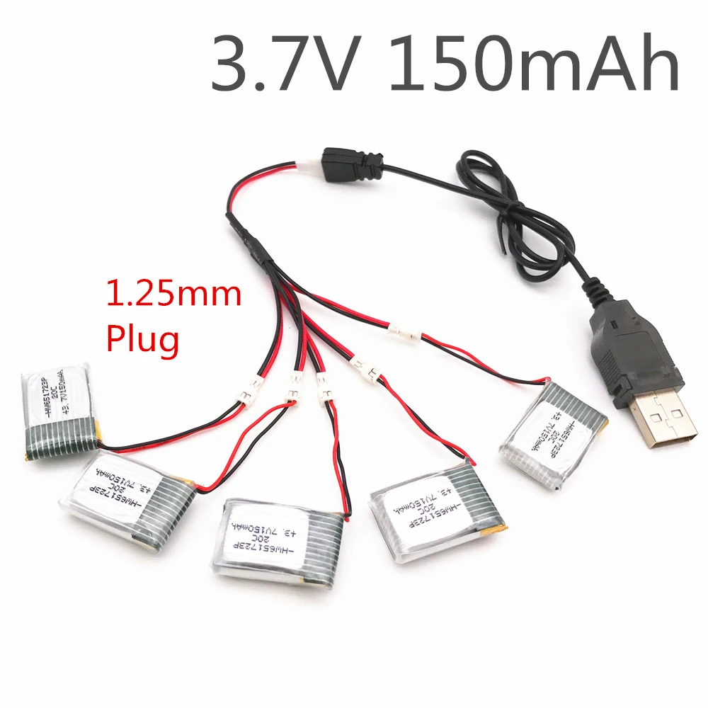 3.7V 150Mah 30C H20 Rc Quadcopter Pezzi Di Ricambio 150Mah Batteria Lipo Lipo 3.7V Batteria Lipo 3.7V 1.25Mm Spina 5 Pezzi Aggiungi Caricabatterie