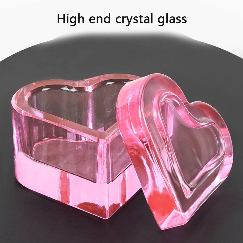 1Pc Pink Heart Crystal Glass Cup Nail Art Tool Polvere Acrilica Liquid Nail Dappen Dish Cups Attrezzatura Per Manicure