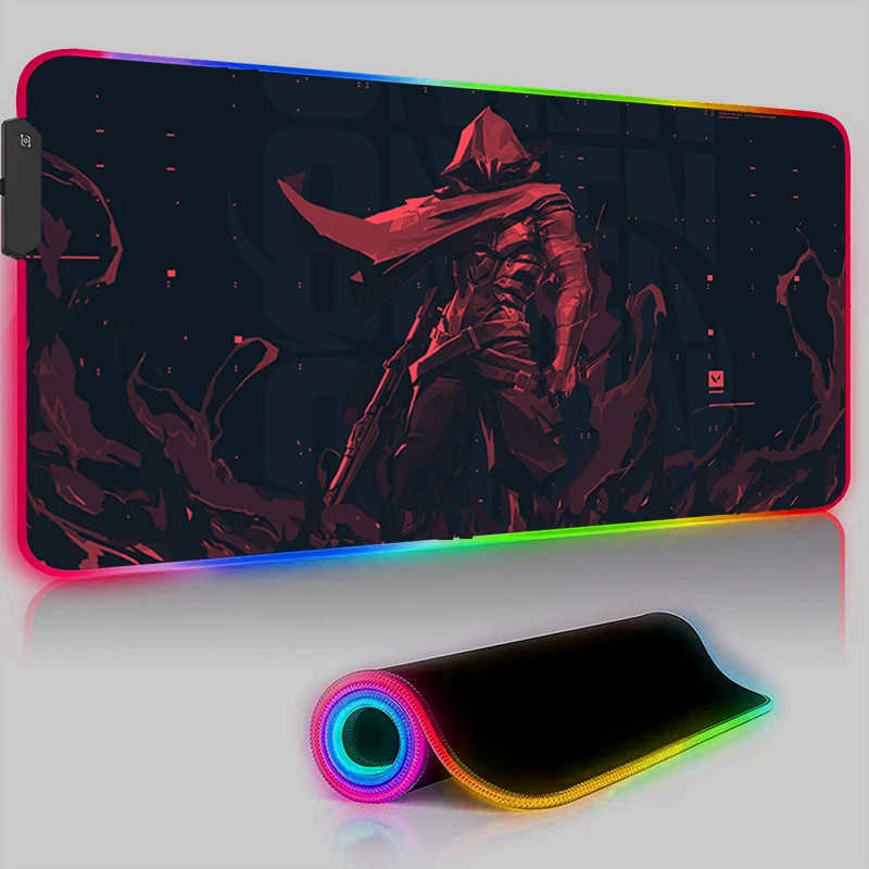 Rgb Mouse Pad Led Gaming Valorant Luminous Cool Keyboard Mat Computer Desk Accessories Anti-Skid Rug Game Mats Laptop Mousepad