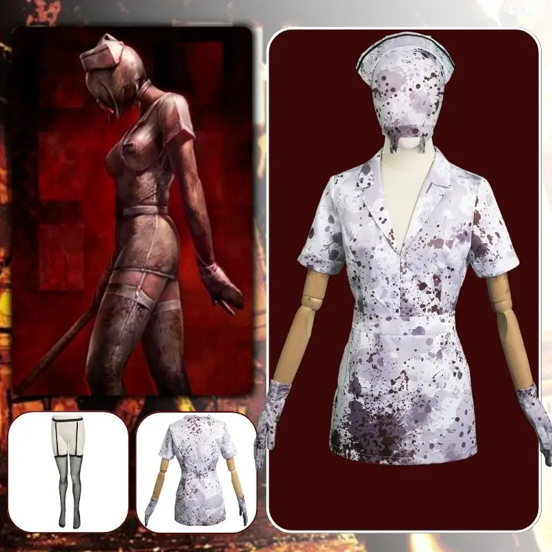 Monster Nurse Cosplay Silent Cos Hill Remake Costume Dress Collant Cappello Travestimento Per Donne Adulte Fantasia Costumi Di Halloween