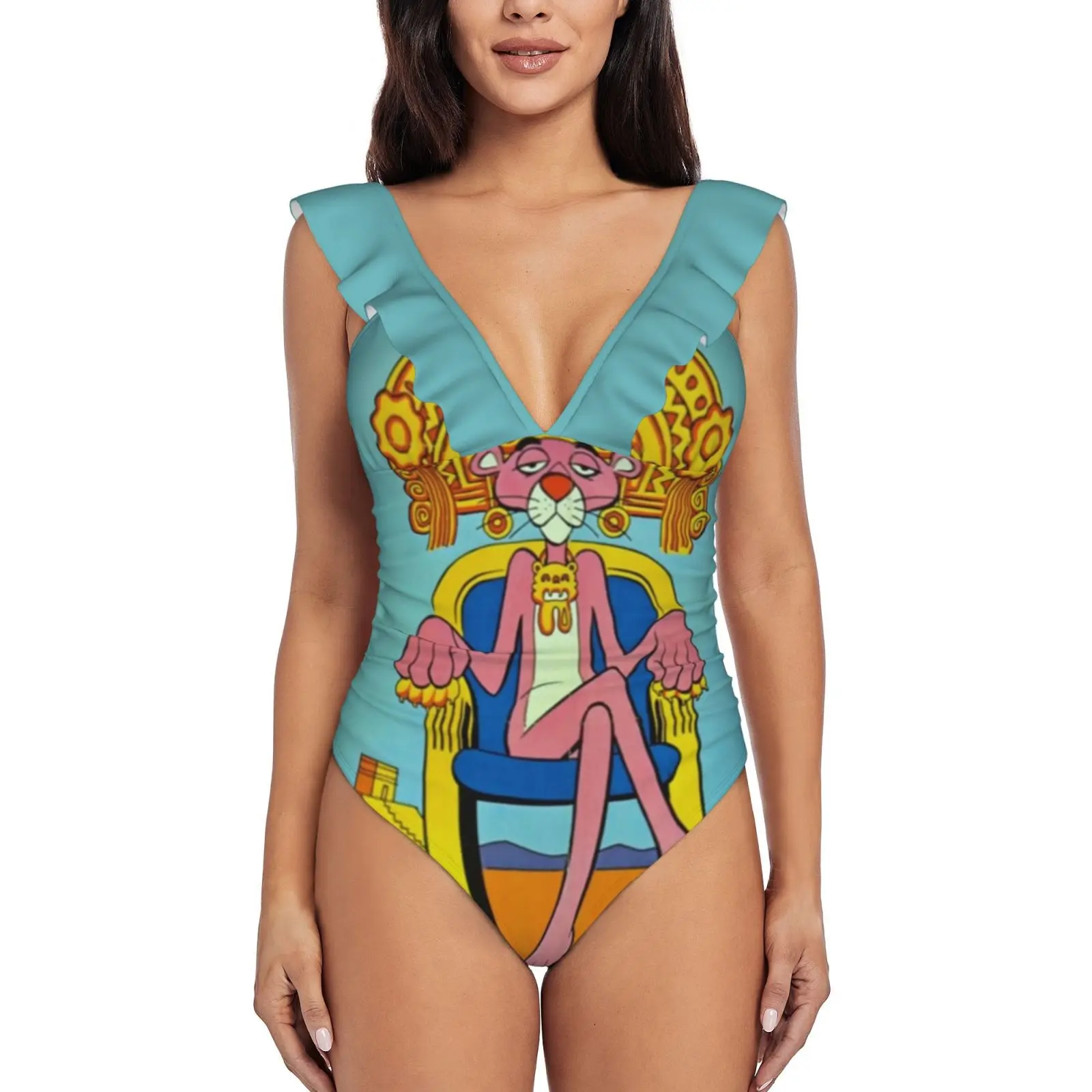 Inca Panther Costume Intero Da Donna Con Volant Costume Intero Costume Da Bagno Intero Costume Da Bagno Beachwear Pink Inca