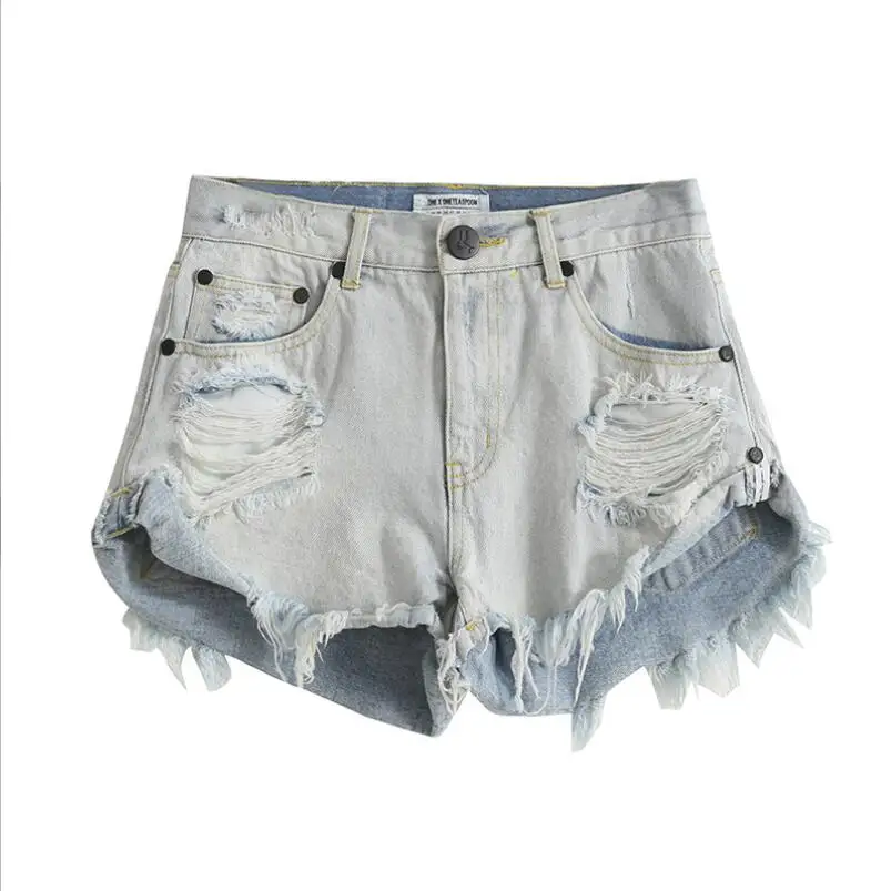 Pantaloncini Di Jeans Sexy A Vita Media Da Donna 2023 Summer Ripped Hole Bave Hot Jeans Corti Femminili Streetwear Holiday Beach Short P914