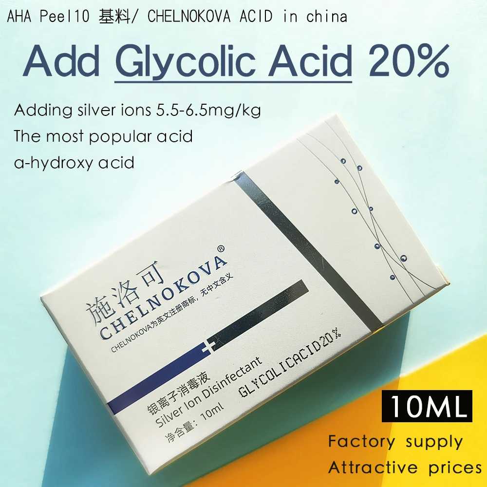 Chelnokova Acido Glicolico 20% 10Ml Acido Peeling Ordinario Soluzione Originale Siero Glicolico 20 30 50 70 Per Macchie Sul Viso
