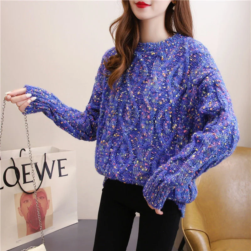 2022 Maglioni Di Igname Grossolano Donna Autunno Inverno Maglieria Vintage Cava Twist Pullover Allentato Maglioni Stile Pigro Maglioni Lady Tops