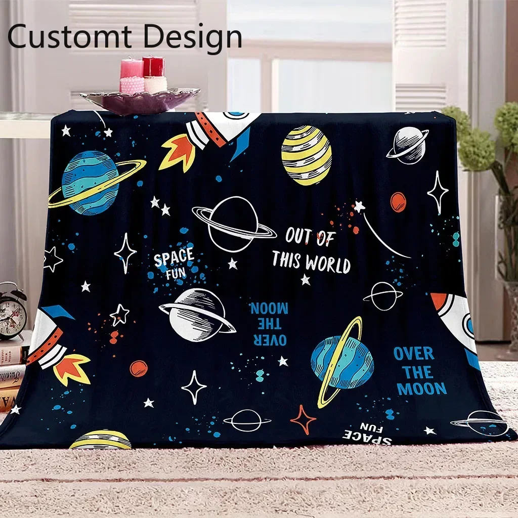 Cartoon Cute Animal Zoo Cartoon Planet Ship Coperta Di Flanella Di Poliestere Per Soggiorno Copridivano Letto Camera Da Letto