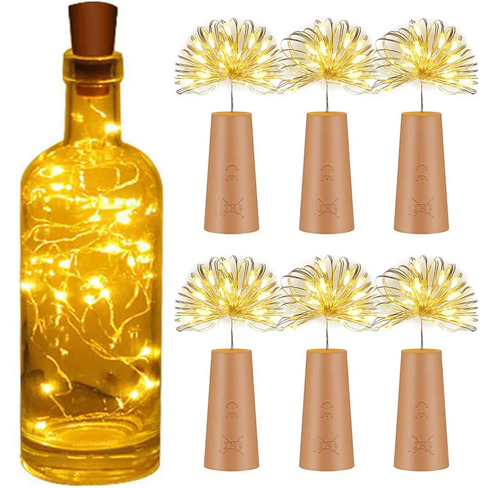 1 Pz 2M 3M Led String Lights Rame Silver Wire Fairy Light Garland Bottle Stopper Per Glass Craft Wedding Christmas Decoration