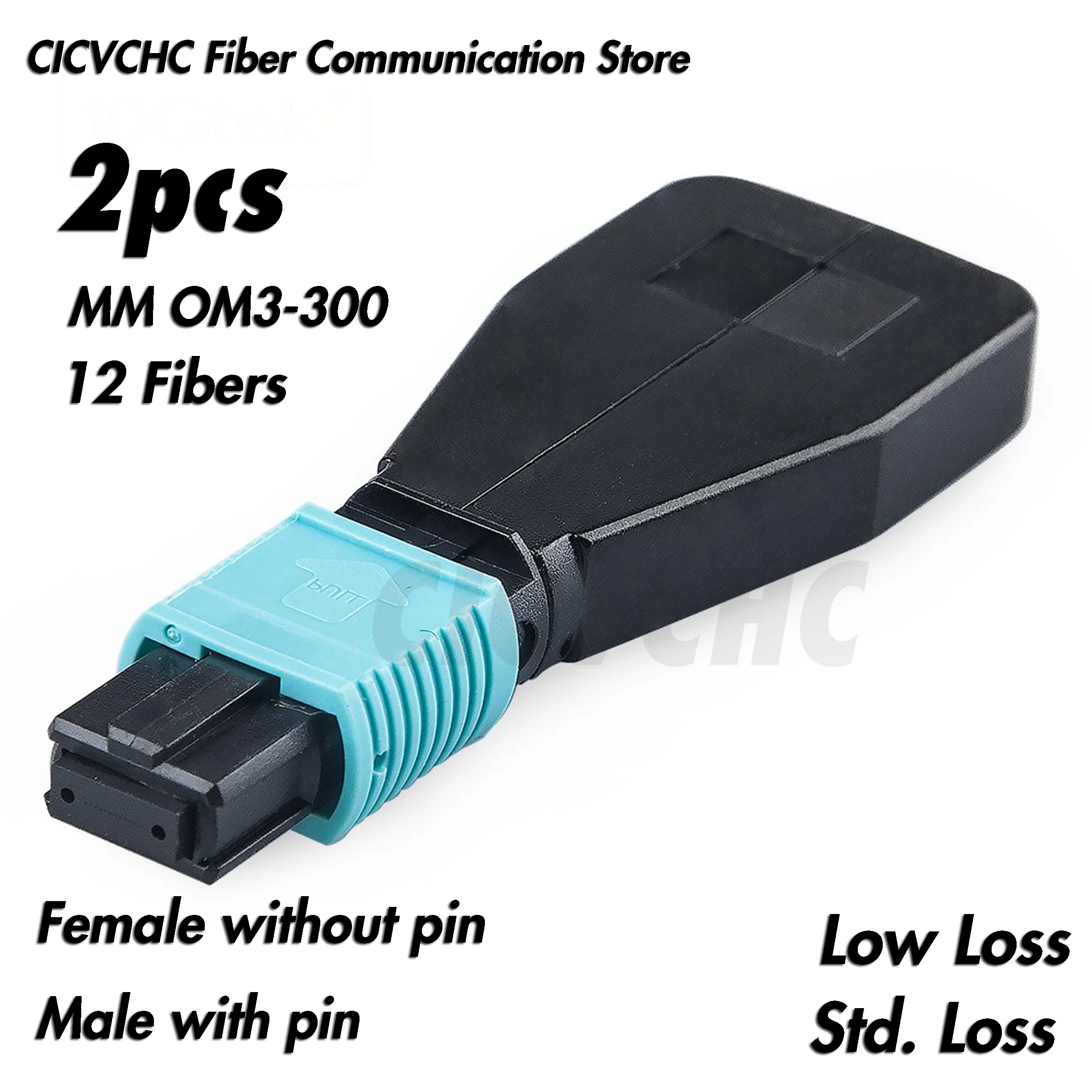 2 Pezzi 12 Fiber Mpo/Upc Loopback Module Om3-300 Con Elite O Perdita Standard