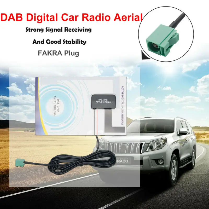 Antenna Radio Digitale Dab + Active On-Board Patch Dab Ad Alto Guadagno Con Alimentatore Integrato, Testa Fakara